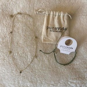 Brand New Pura Vida Gold Necklace & Anklet/Bracelet Set